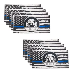 DEWEST Thin Blue Line Car Sticker Decal Code 4 - Vinyl Reflective American Flag Window Bumper Sticker, 6.67'' x 3.38'' for Law Enforcement and Police
