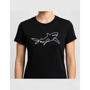 Minimalist Shark Line Art  Graphic Tee, Stylish & Fun, Comfortable, All-Season, Unisex