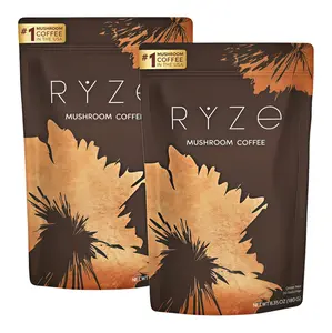 2P-RYZE SUPERFOODS Mushroom Medium Roast Coffee — USDA Certified Organic, Infused with 6 Adaptogenic Mushrooms; U.S.-Grown Instant Coffee Designed to Help Boost Energy, Support Digestion, and Enhance Immunity; Specially Enriched with Lion's Mane Vitamin