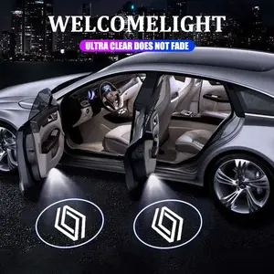 2pcs LED HD Car Door Welcome Light, Auto Logo Projector Lamps, Car Lighting Accessories for Renault Clix Rs Captur Kadjar Scenic Koleos Duster Megane Logan, Car Door Lights