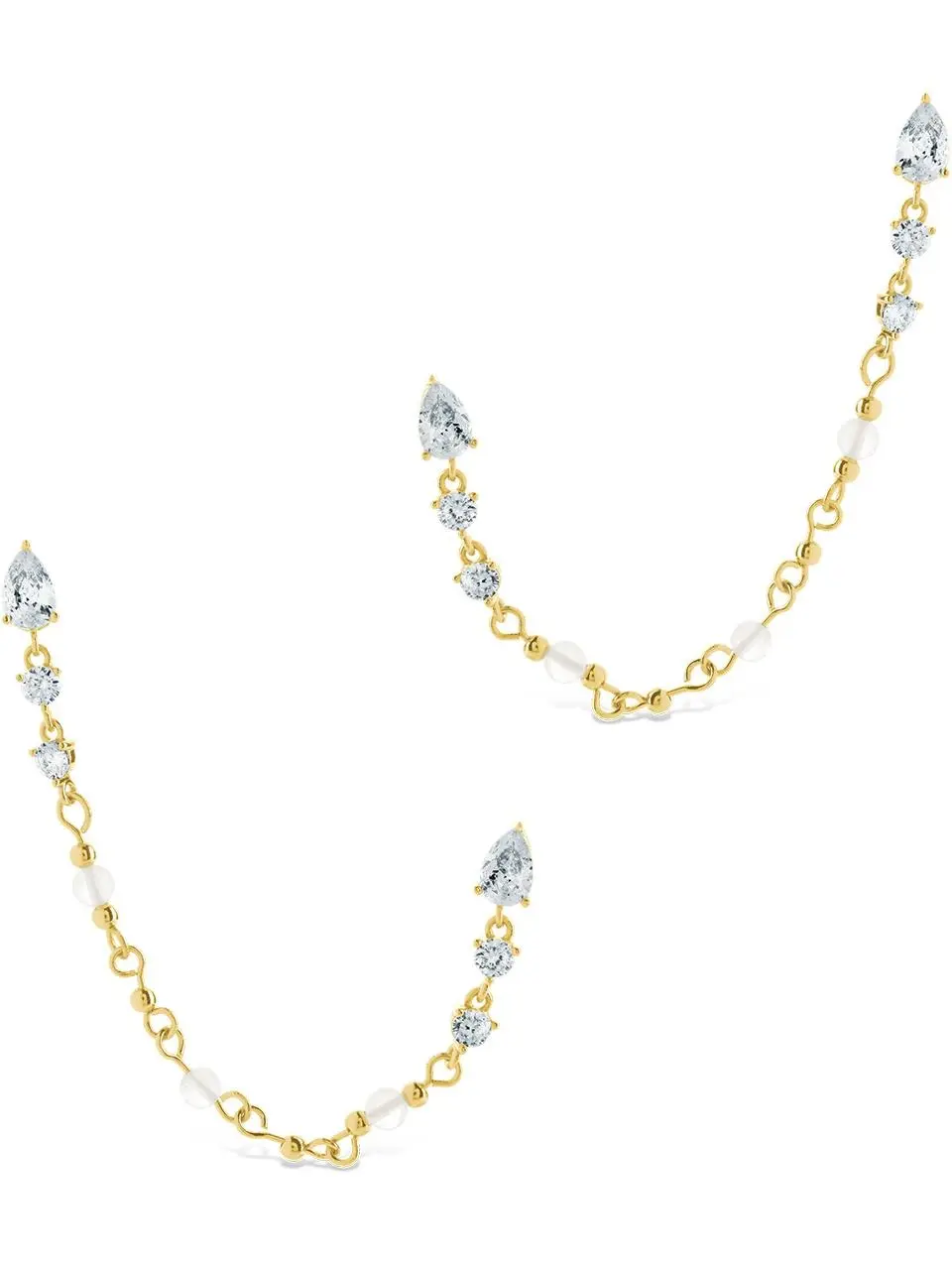 Teardrop Double Dangle Chain Earrings