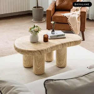 [Summer Vibes]DAYALANE Modern Olivia Cloud Coffee Table [Two Packages Delivery]- Decorative Organic Countertop with Marble Effect Finish, Living Room/Bedroom/Office Cloud Sofa Middle Coffee Table
