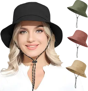 Quick Dry Waterproof Packable Bucket Hat for Women Men,4 Pack Outdoor Sun Hats with Detachable Chin Strap