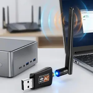 AC600Mbps USB WiFi Adapter Dual Band 2.4G/5GHz for PC Desktop Laptop, External Antenna, Supports Windows 11/10/8/7/XP/Vista, Mac OS, Linux, Plug and Play Wireless Network Card