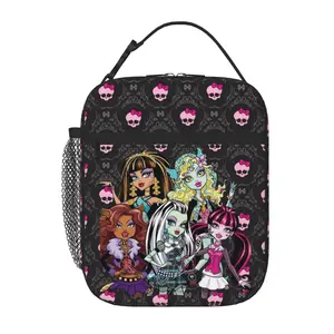 Lovely Monster high insulated lunch bag cute Monster high dolls lunch box Monster high doll lunch bag zipper closure, suitable for work, outdoor, shopping, picnic activities, personalized birthday, anniversary gift