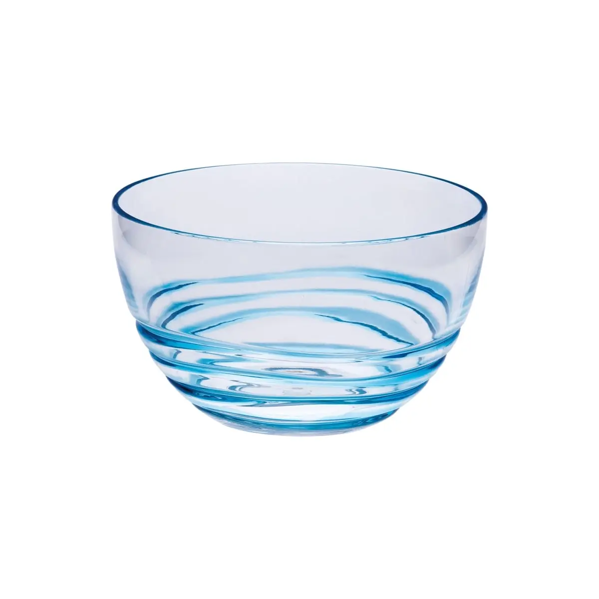 4-Piece Heavy-Duty Chip-Resistant Traditional Swirl Acrylic Dinnerware Bowls Set with 360-Degree Stand, Round Clear-Blue Stylish Tableware for Serving Indoor/Outdoor Use