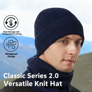 Men's 2025 Winter Beanie - Fleece Lined Cold Weather Protection | Warm Wool Blend Knit | One Size Fits Most Versatile for Outdoor & Daily Wear