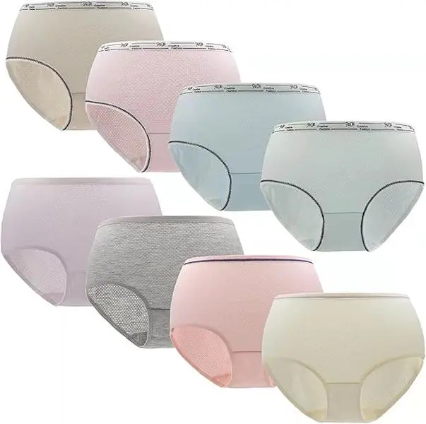 Teen Girls Knickers Soft Cotton Underwear Mid Waist Solid Panties for Teenager Age 10-16 (Pack of 8)
