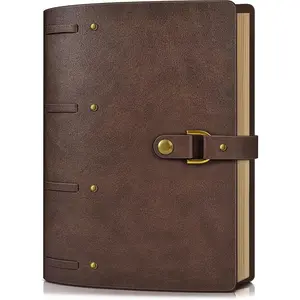 Leather Journal Notebook, A6 Size 5.3 x 7 inches 260 Pages Refillable  Travel Notebook with  Box, 100 GSM Thick Lined Paper Journal Writing Diary Note Taking for Men and Women - Brown
