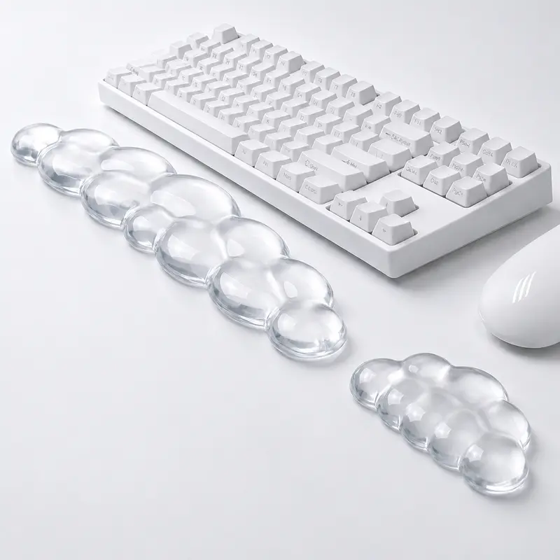 Ergonomic Cloud-Shape Memory Gel Wrist Rest Pad - Gaming Keyboard Accessories, Non-Slip, Skin-Friendly, Pain Relief, Improves Blood Circulation, Desk Upgrade for Workplace Desks