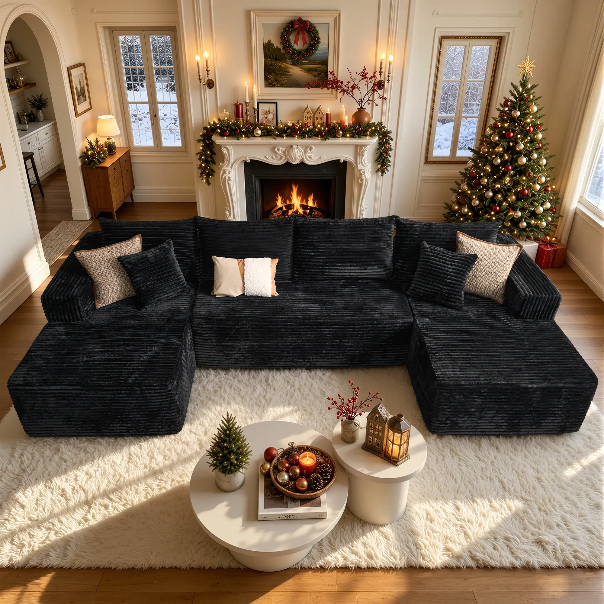CAODOC 134'' Modular Sectional Couch Viral U-shaped Sofa Chaise Lounge Boneless Upholstered 4 Seater Couch for Living Room Cozy Upgrade No Assembly Needed