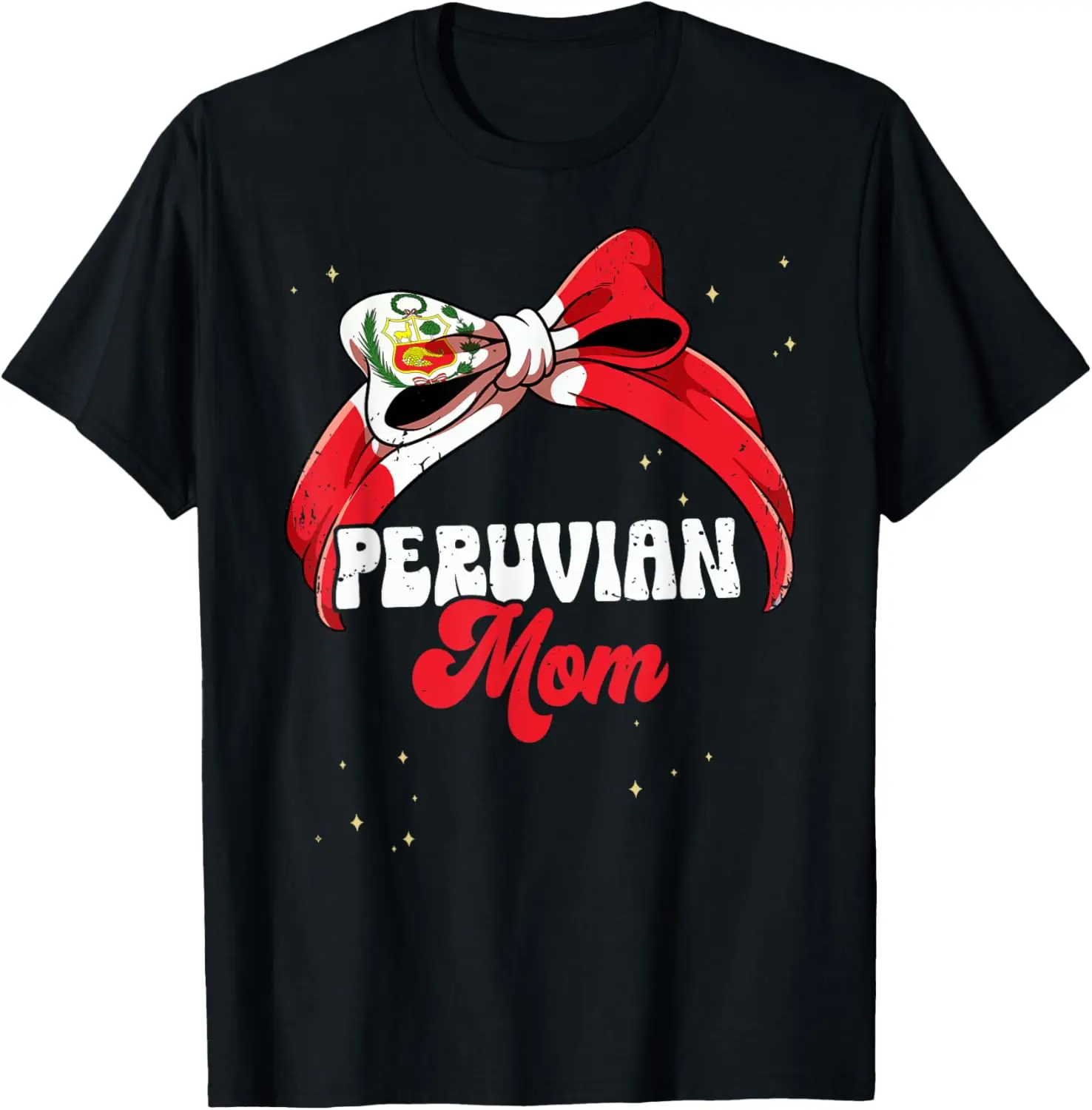 Casual Graphic T-Shirt for Women, Vintage Peruvian Mom Print in 100% Cotton with Short Sleeves and Round Neck