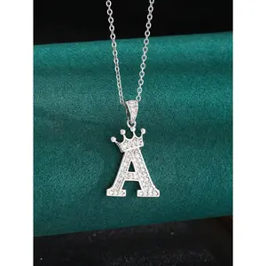 1 Pc Popular Initial Letter & Pendant  Boys Girls Jewelry Daily Life Children Birthday Gift Beaded chains initialnecklace chains for men cross  name  vintage jewelry cuban link chain Sterling Silver Stud Earrings Set Necklace long