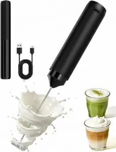 Rechargeable Milk Frother Handheld Electric Coffee Drink Mixer Wand with Stainless Steel Whisk and Portable Case for Cappuccino Latte Matcha Hot Chocolate Black Premium Kitchen Essential Daily Coffee Gadget