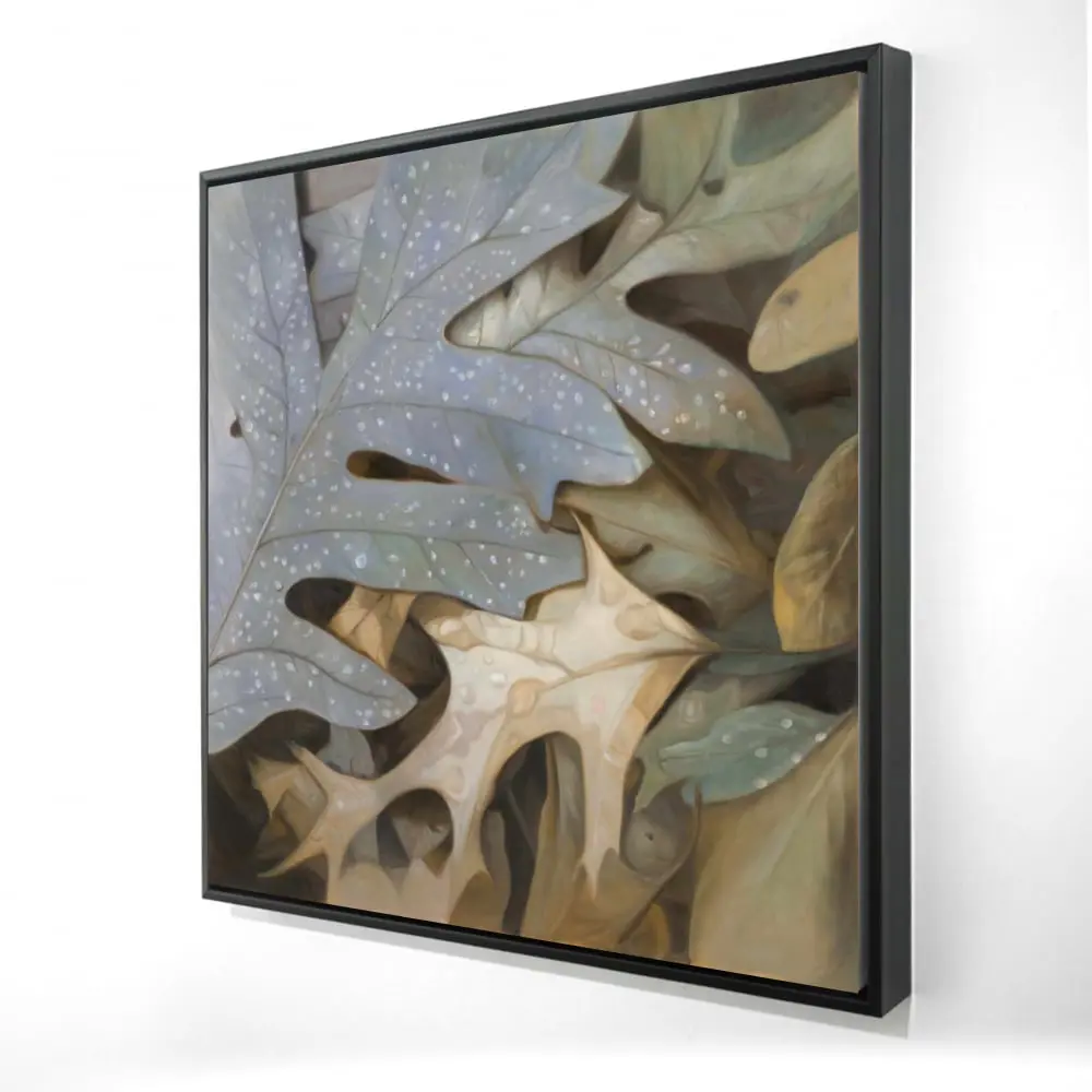 360 Stand Hyperrealist Framed Autumn Leaves Flower Art Print - 36x36 in, Nature Wall Decoration for Room, Home Decor Supplies Posters & Prints, Floral, Artwork, Artistic, Accent Wall