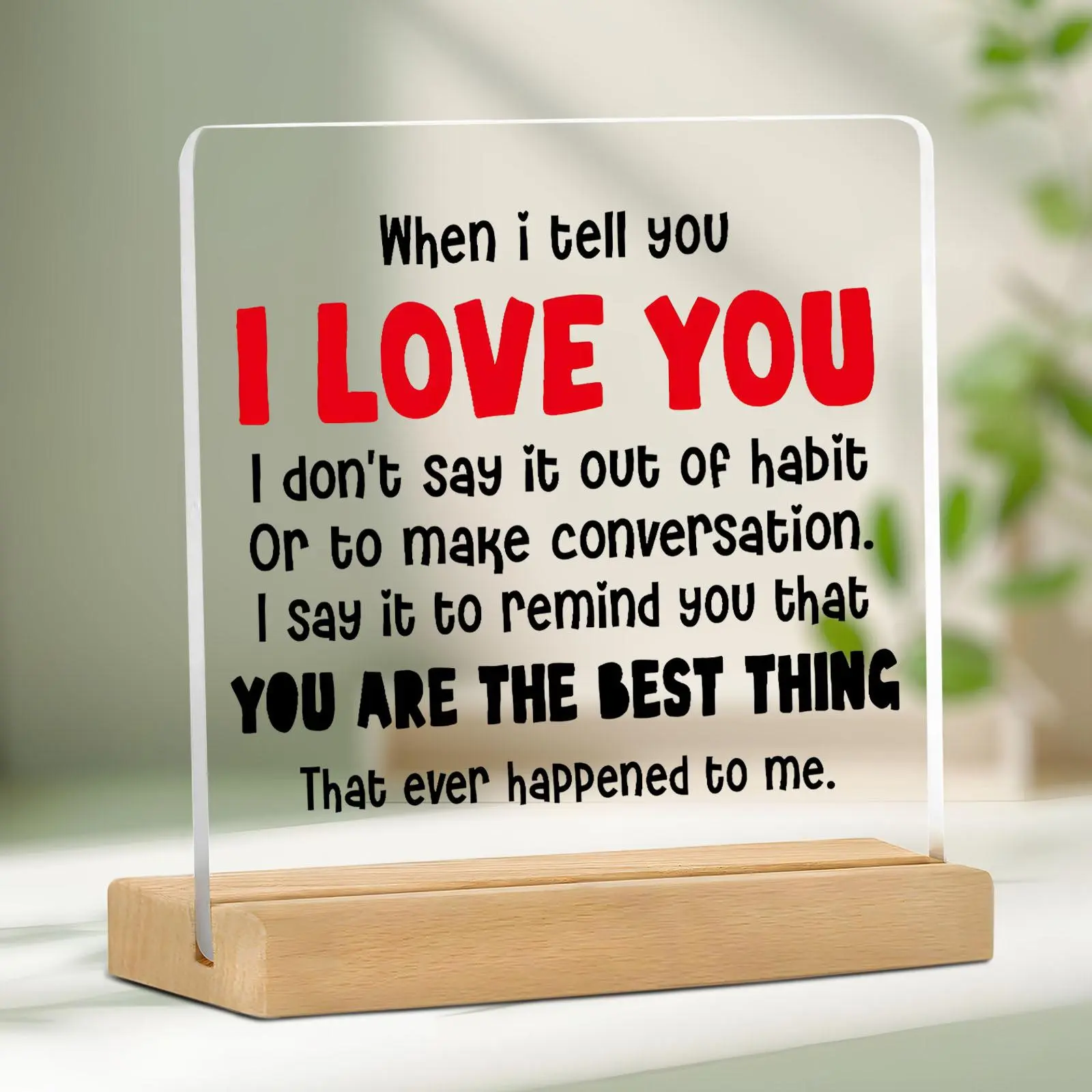 Acrylic Plaque, 1 Count Creative Letter Pattern Ornament, Desktop Decoration for Home Office, Gift for Boyfriend & Girlfriend, Couple Gift, Signs, Signage