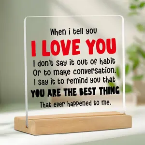 Acrylic Plaque, 1 Count Creative Letter Pattern Ornament, Desktop Decoration for Home Office, Gift for Boyfriend & Girlfriend, Couple Gift, Signs, Signage