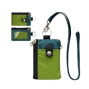CHRISTMAS GIFT RFID Blocking Small Wallet with ID Window – Water-Resistant Zipper Card Holder with Lanyard & Keychain, Slim Travel Wallet for Women & Men