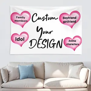 Custom Tapestry Upload Images Banners Personalized Wall Decor Customized Tapestry Flag Poster Banner for Bedroom/Wedding/Birthday Party/Mother's Day Gift Home Goodsvalentine's wall decor flags