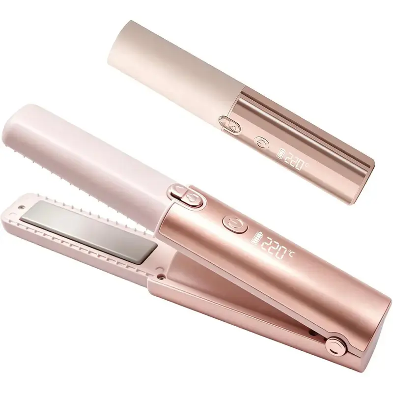 Cordless 2-in-1 Hair Curler and Flat Iron -All-in-1 Dual-Use Compact Portable Curlers & Straighteners, Adjustable Heated Styling Tool for Frizz Control, Ideal Gift for Mother professional hair trimmer