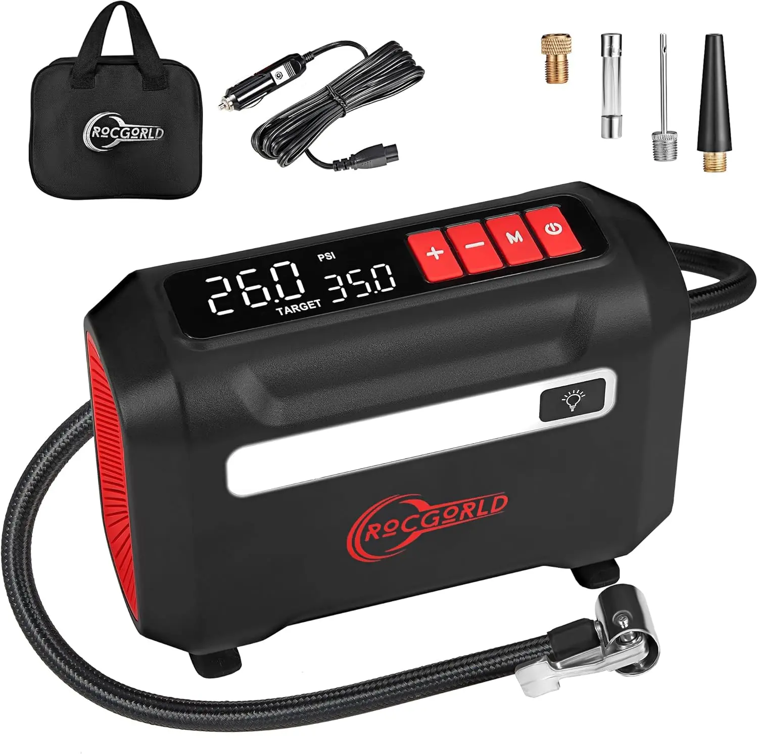 Portable Tire Inflator Air Compressor 12V DC Car Air Pump 3X Fast Inflation Large Dual Digital Display Screen Automatic Pressure Gauge Tire Pump for Car Tires Bicycles Motorcycles Sports Balls Emergency Roadside Essentials