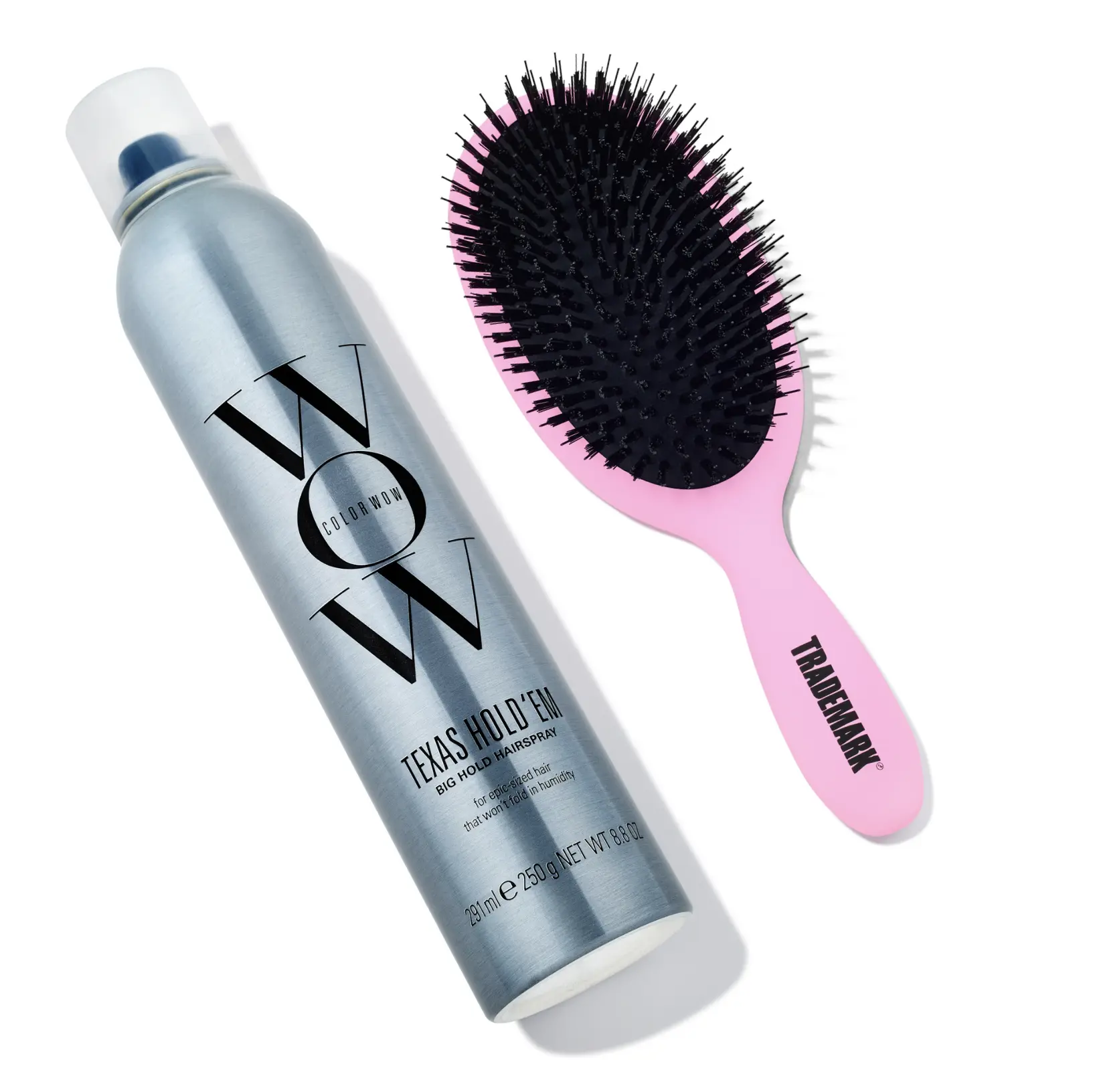 Trademark Smooth Hair Brush + Texas Extra Strong Hairspray Color Wow, Updo Bundle - Pink