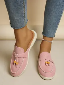 Spring & Fall Plus Size Women's Shoes 36-43, Fashionable Slip-On Single-Sole Sandals, Vacation Style Open-Toe Half Slippers, Slip on Mules