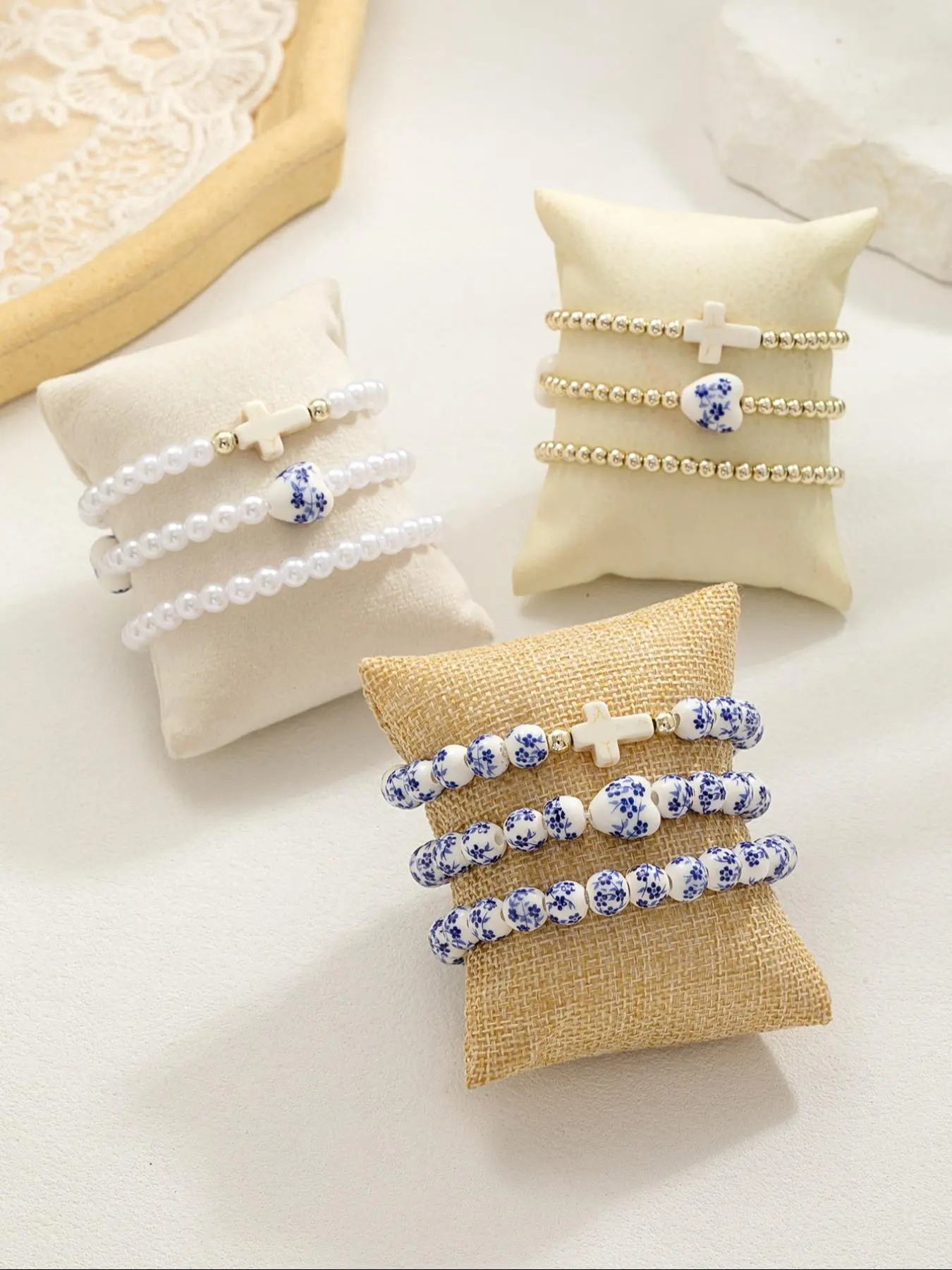 Boho Style Cross & Heart Decor Beaded Bracelet, Fashion Jewelry for Party, Daily Clothing Decor, Trendy All-match & Exquisite Jewelry for Birthday Gift