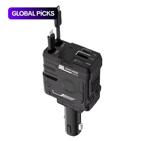 4 in 1 66W Fast Charging Car Charger, Vehicle Charger, Dual Expansion Charging Cable, Dual USB Charging, Car Electrical Appliances Compatible with iPhone & Android #GLOBAL PICKS