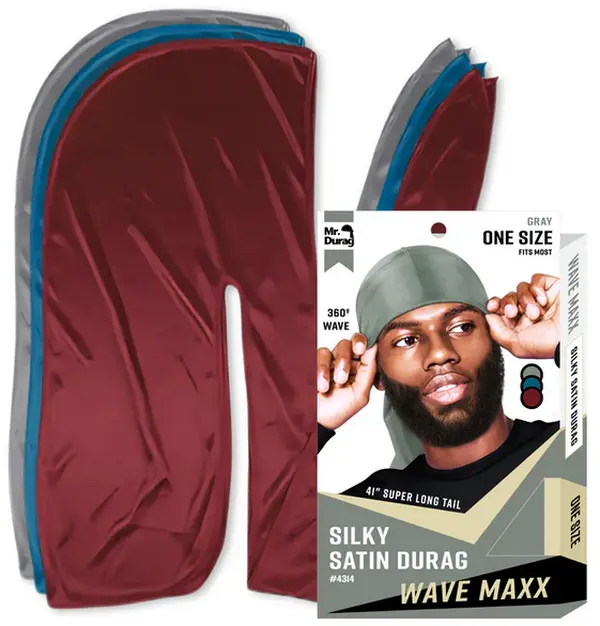 Men's Silky Satin Durag for 360 Waves - Breathable, Stretchy Fashion Head Wrap for Male with 42-in Long Tails, 1 Size, Assorted Colors Fashion Shawl Wrap