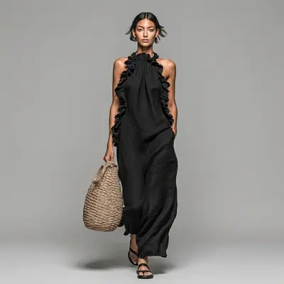Black Linen Long Dress Amazon