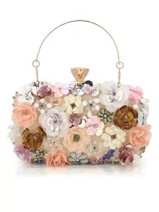 Women's Elegant Flower Decorated Evening Bag, Fashionable Novelty Floral Pattern Handbag, Trendy All-Match Exquisite Bag for Birthday Gift, Floral Embossed Handbag