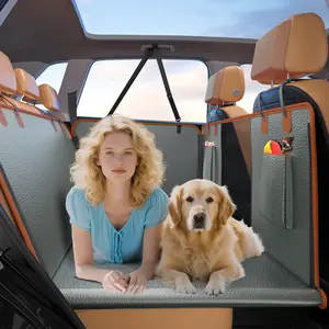 Hard Bottom Dog Car Seat Cover for Back Seat Protector, Waterproof Dog Backseat Cover for Car, Foldable Dog Hammock for Car Travel Accessories Camping Mattress Bed