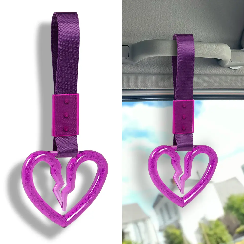 JDM Broken Heart Shaped TSURIKAWA Crystal Bubble Ring Car Subway Bus Handle Hand Strap Nylon Hand Strap
