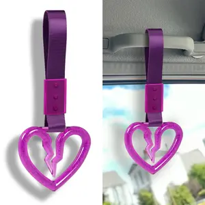 JDM Broken Heart Shaped TSURIKAWA Crystal Bubble Ring Car Subway Bus Handle Hand Strap Nylon Hand Strap
