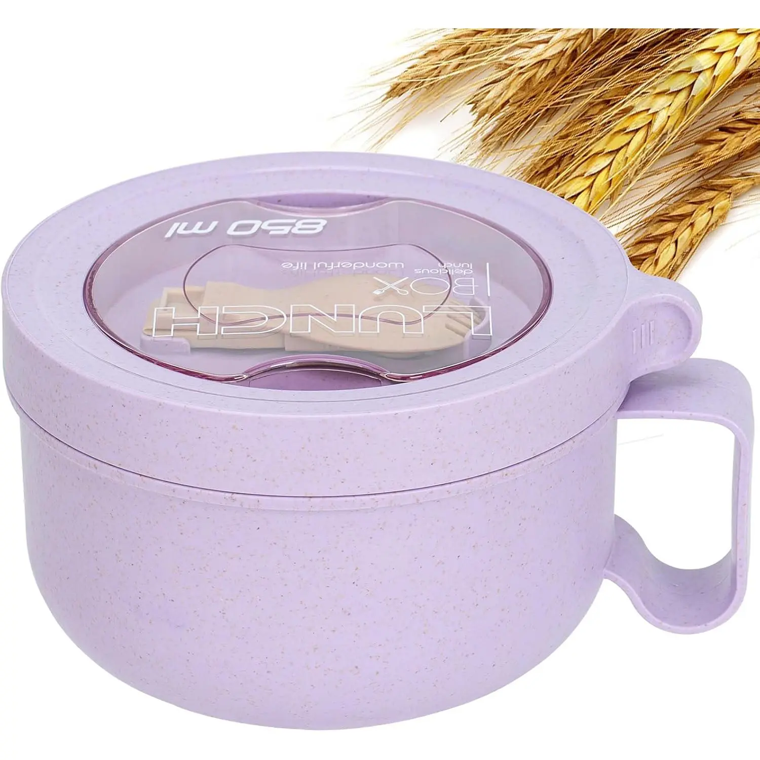 Unbreakable Microwave Soup Mugs with Lids and Handles,Microwave Ramen Bowl with Lid for Soup and Instant Noodles,Oatmeal, Gumbo, Salad,BPA Free (Lavender Purple)
