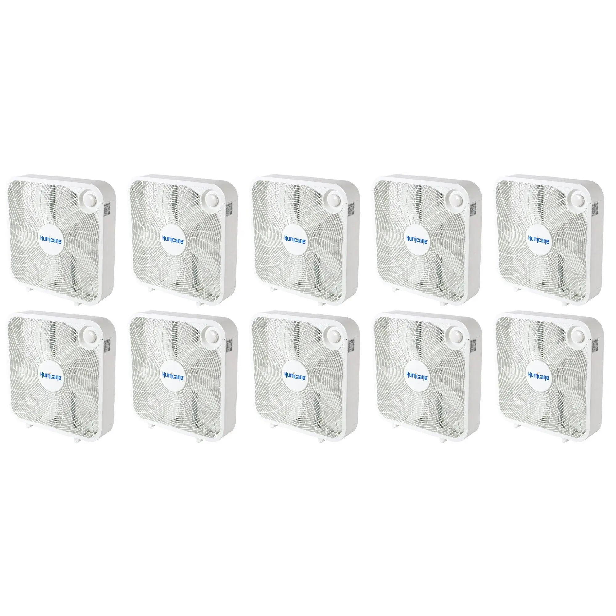 Hurricane 20" Classic Series Floor Box Fan with 3 Speed Settings, 10 Pack, White