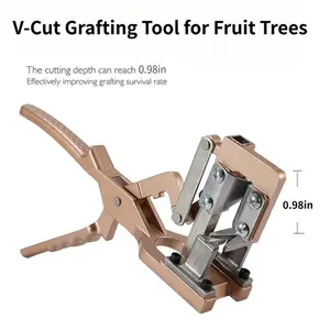 V-Cut Grafting Tool for Fruit Trees, SK5 Steel Grafting Pruner for 8-20mm Branches, Heavy Duty Aluminum Alloy Grafting Cutter with Spring Handle