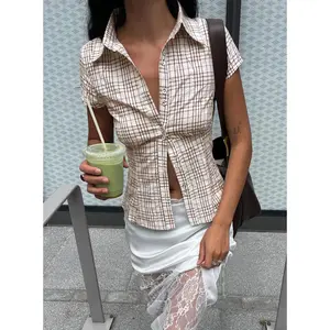 Cottesloe Blouse Top Brown Check