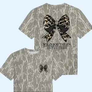 [Full Size S-5XL] Retro Camo Bow Hunting Camo T-shirt – Southern Style Cotton for Women, Perfect for Casual Wear, Long Sleeve Outdoor Hunting Pullover Hooded, Soft & Durable Camouflage, Camo 3D T Shirt
