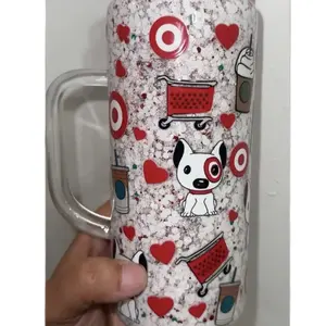 Target 20oz Snow Globe Cup with Handle - Red Heart & Dog Design - 20 Ounce Drinkware