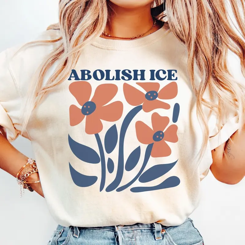 Comfort Colors® Abolish Ice Boho Floral Shirt, Fuck Ice T-Shirt, Anti Trump Shirt, Abolish ICE T-Shirt, Protest Shirt, Ice Out Of LA Tee MYB