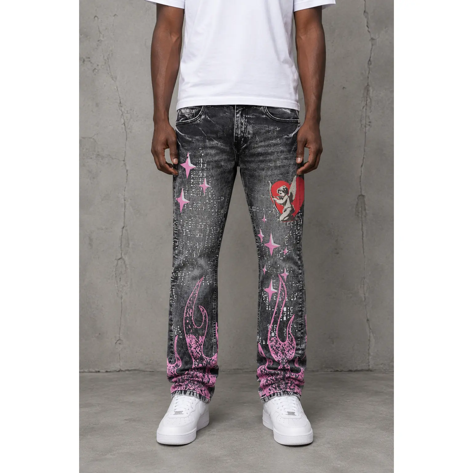 Menswear Casual Classic FWRD 'Dreams' Slim Straight Jeans - Washed Black Denim Fabric Men's Bottoms
