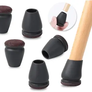 24 Pcs Small Chair Leg Protectors for Floors, Felt Furniture Pads Covers, Bar Stool Protectors Caps for Chair - No Scratches (Fit 0.63"- 0.75", Black)
