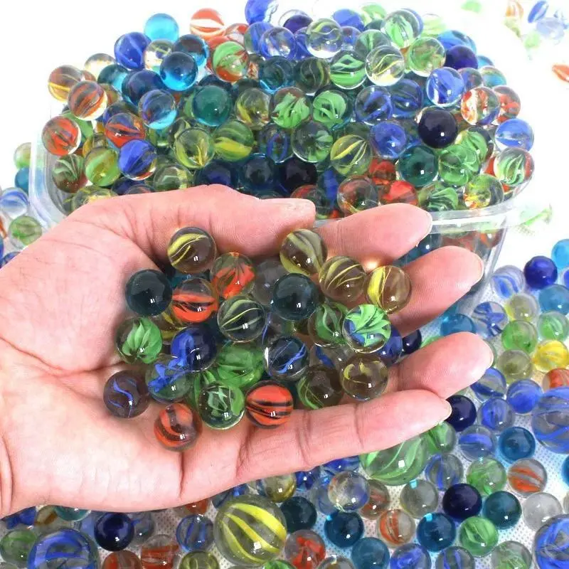50PCS 14mm Colorsful Glass Marbles Toy Kids Marble Balls Run Game Solitaire Toy Accs Vase Filler&Fish Tank Home Toys Gift