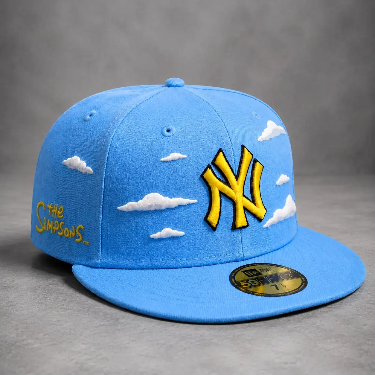 2026 Sky Blue Cloud Pattern Snapback Hat – Embroidered Flat Brim Baseball Cap