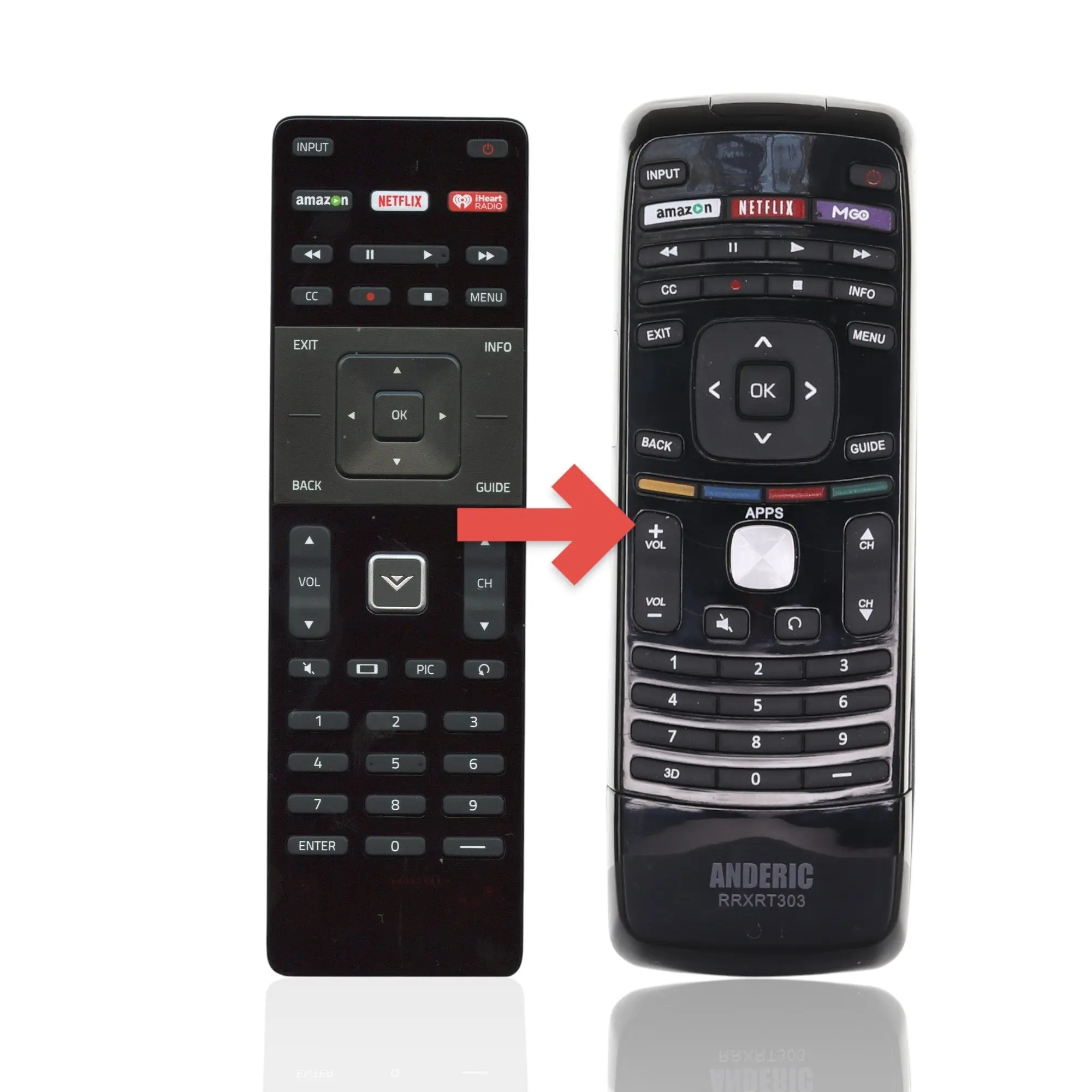 Anderic Substitute For Vizio XRT122 Smart TV Remote Control | Amazon | Netflix | IHeart Radio - 98003061083 [RRXRT303]