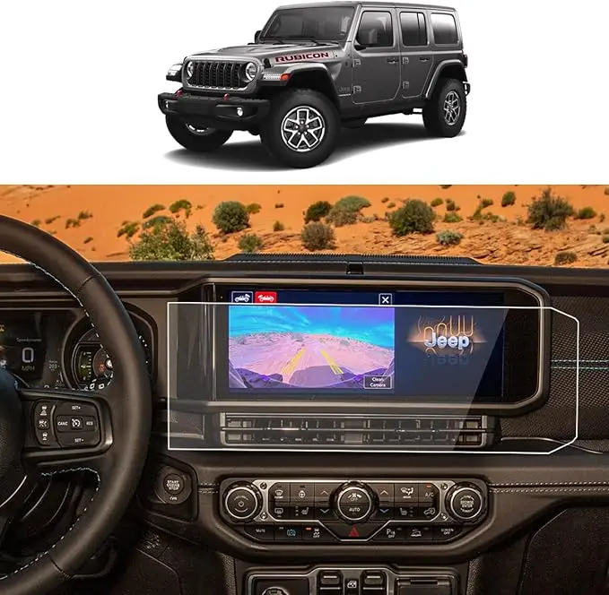 12.3 in Car Touchscreen Cover, 6H HD PET Protection Film for 2024-2025 Jeep Wrangler, Anti-Scratch, Durable, Easy-to-Install Car Interior Accessory
