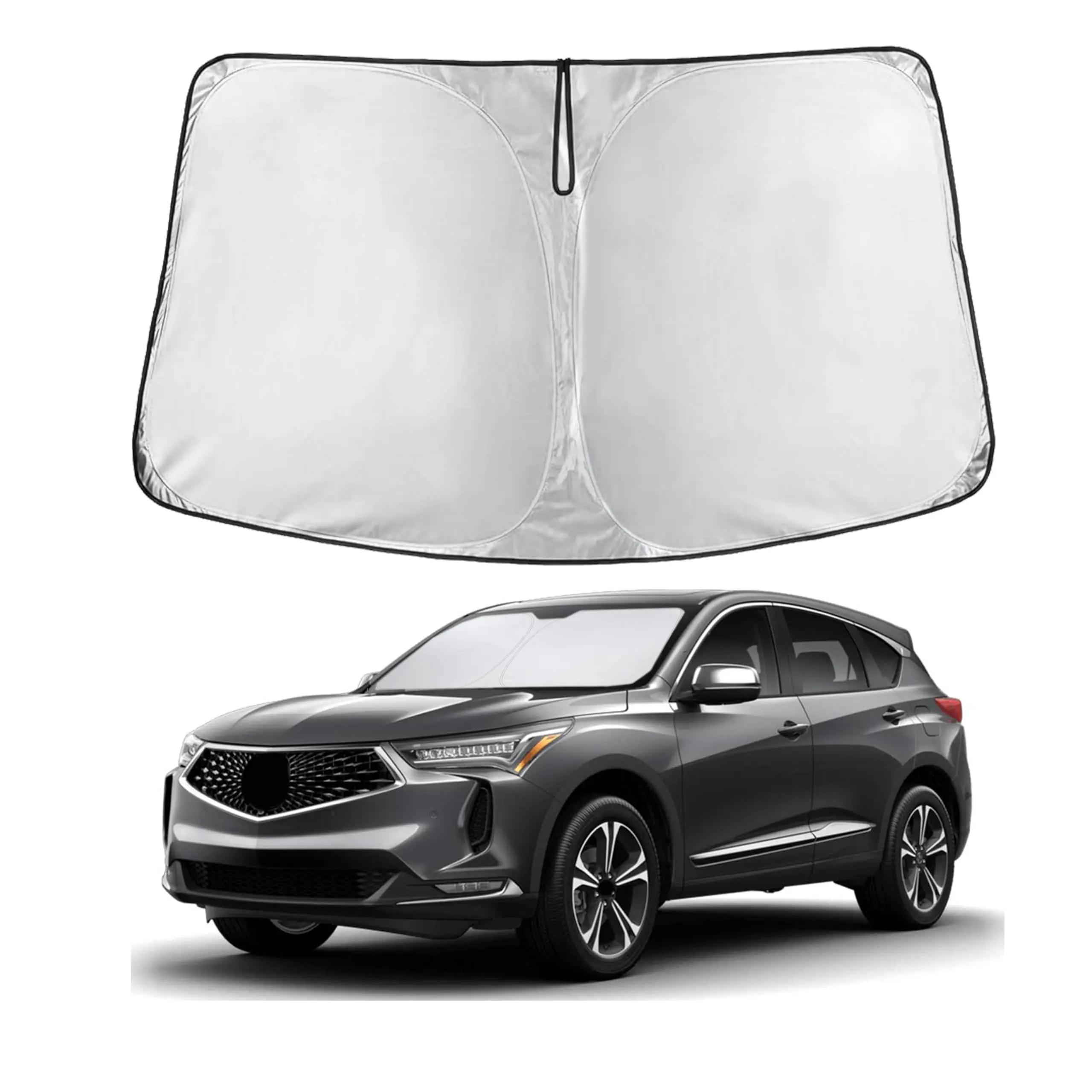 Car Windshield Sun shade - Silvery Material, Foldable Design for Easy Installation & Storage, Car Sun Protection with High UV-Blocking, Thermal Insulation, Interior Protection for Most Vehicles - Car Accessories!
