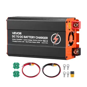 VEVOR DC to DC Charger with MPPT, Summervibes,Summervibes, 350W, 30A On-Board Battery Charger, Solar Panel/Alternator Dual Input, Smart Multi-Stage Charging for LiFePO4 Lead-Acid Batteries, 12V/24V-12V/24V, for RV Home Backup